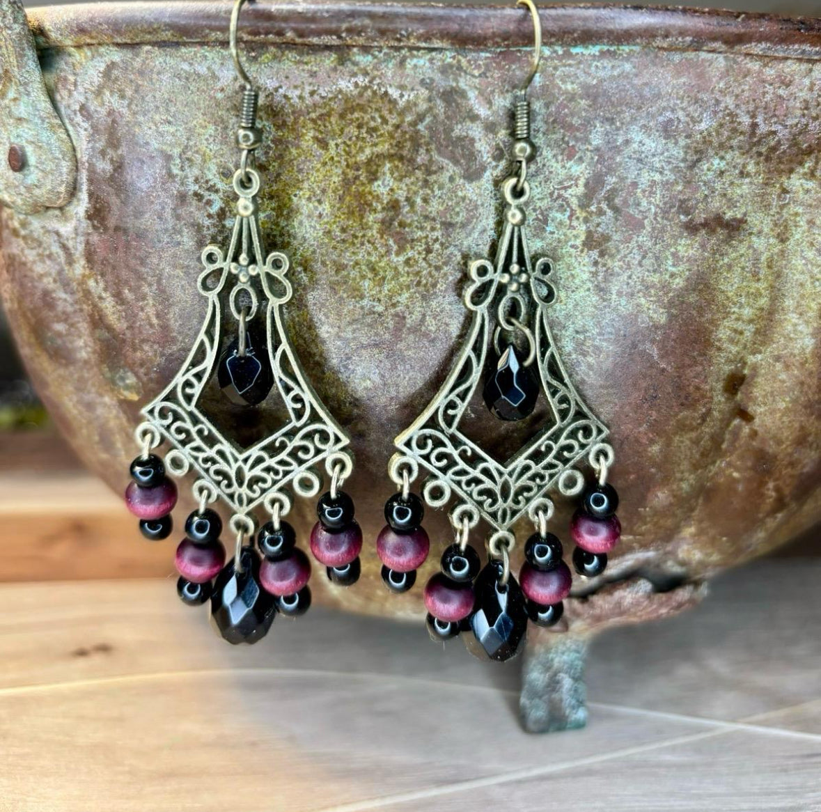 Maroon Drop Earrings