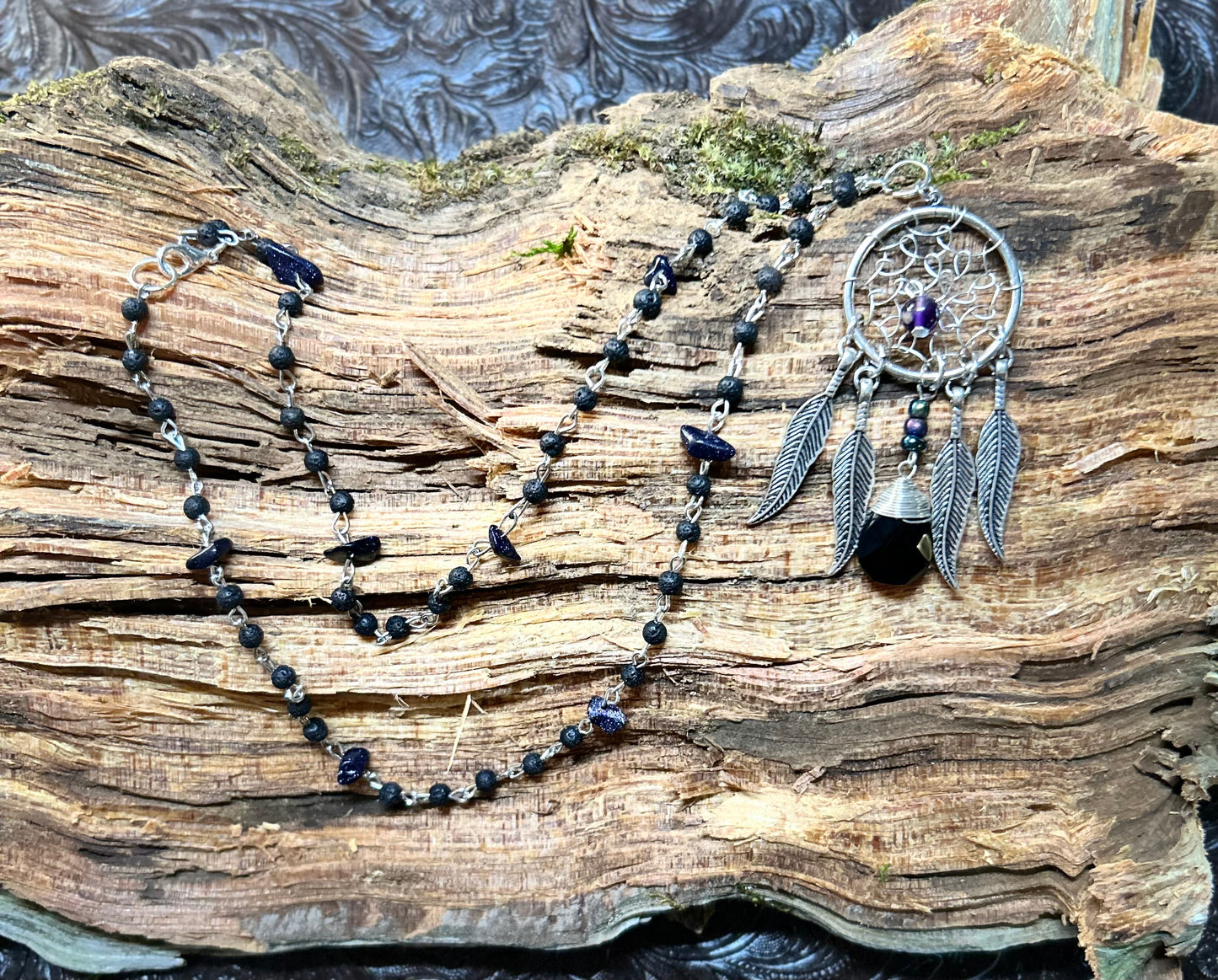 Lava Stone Dream Catcher Necklace