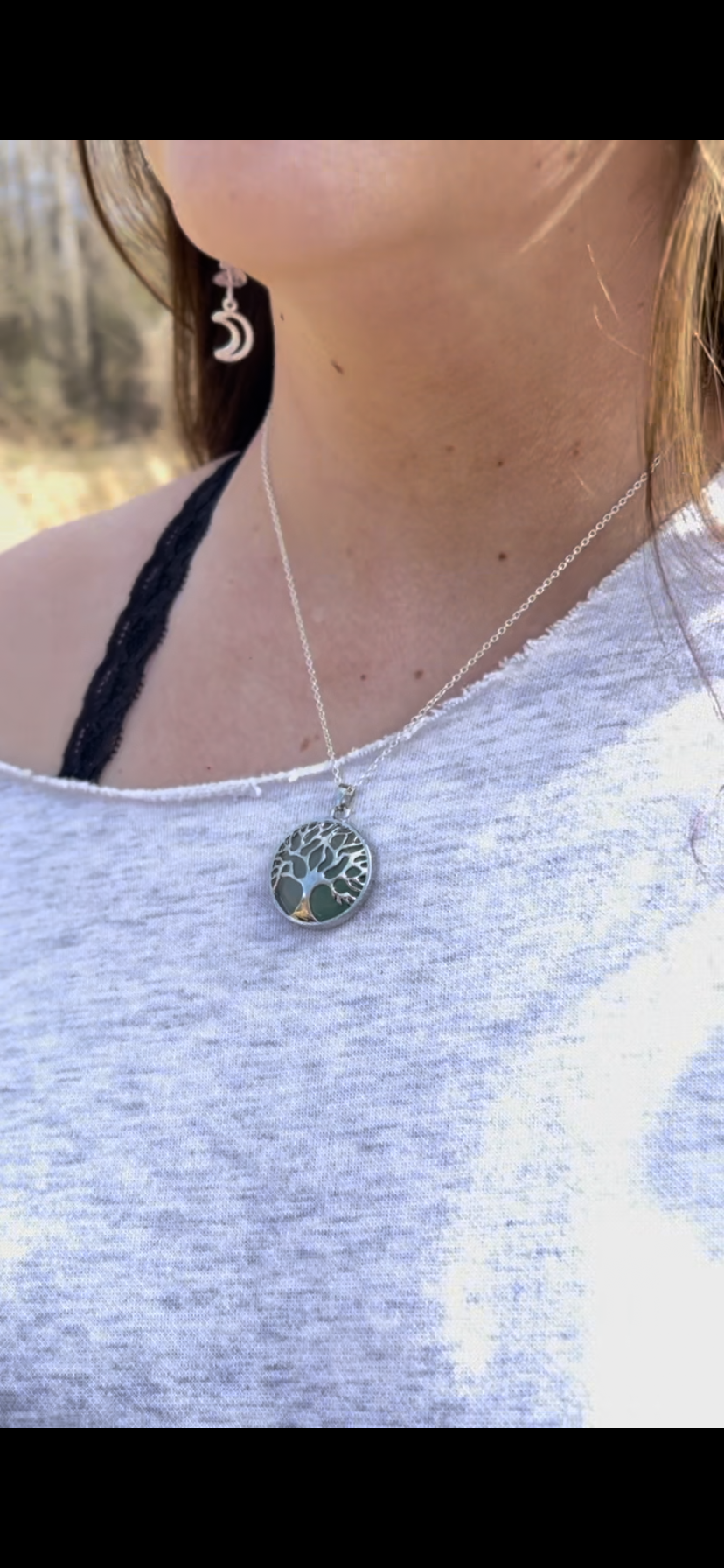 Agate Stone Tree Necklace