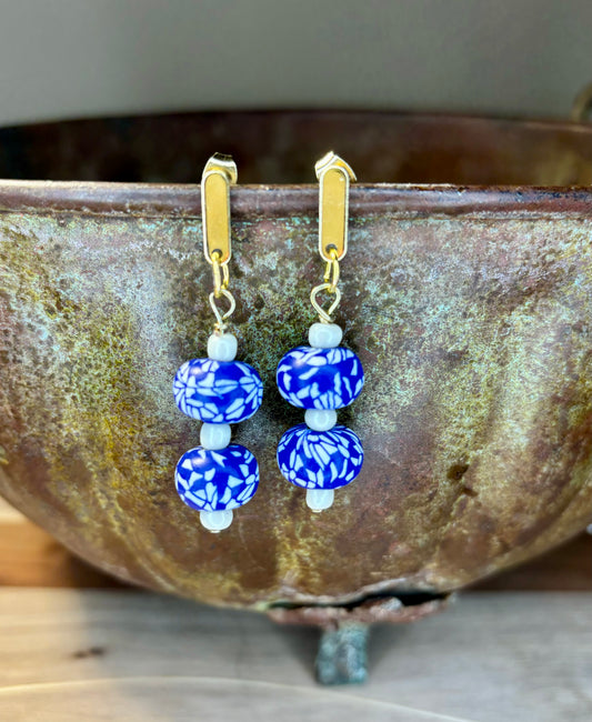 Blue & white Earrings