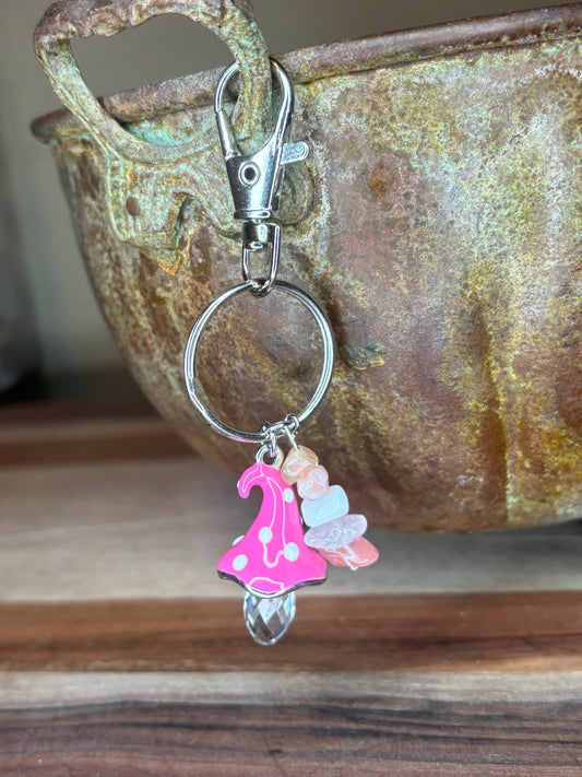 Pink Mushroom Keychain