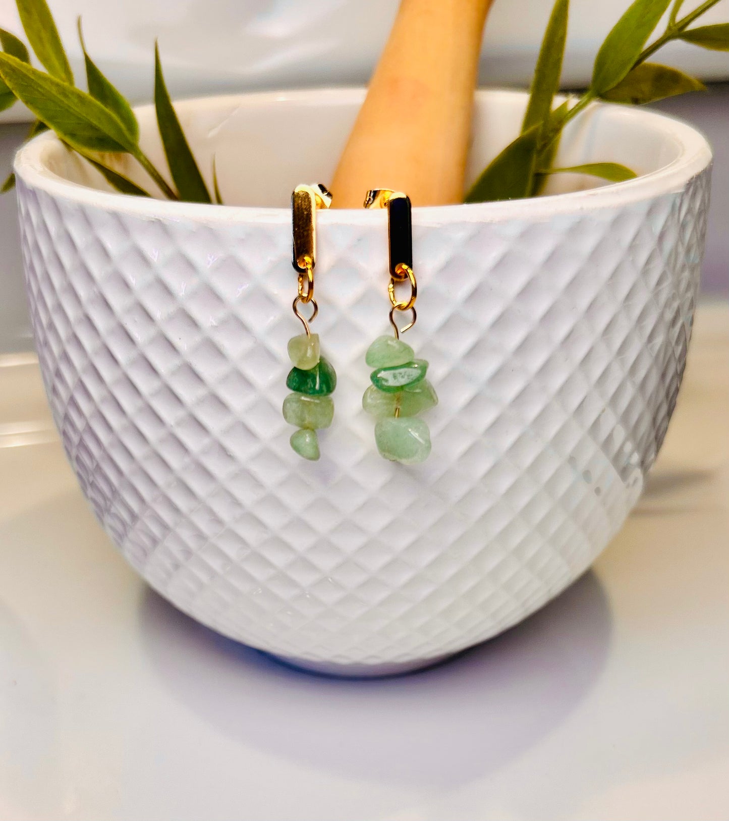 Aventurine Gold Earrings