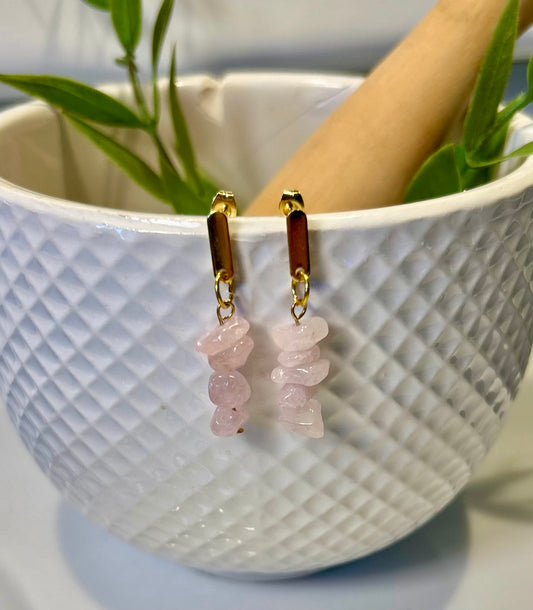 Rose Quartz Stone Earrings