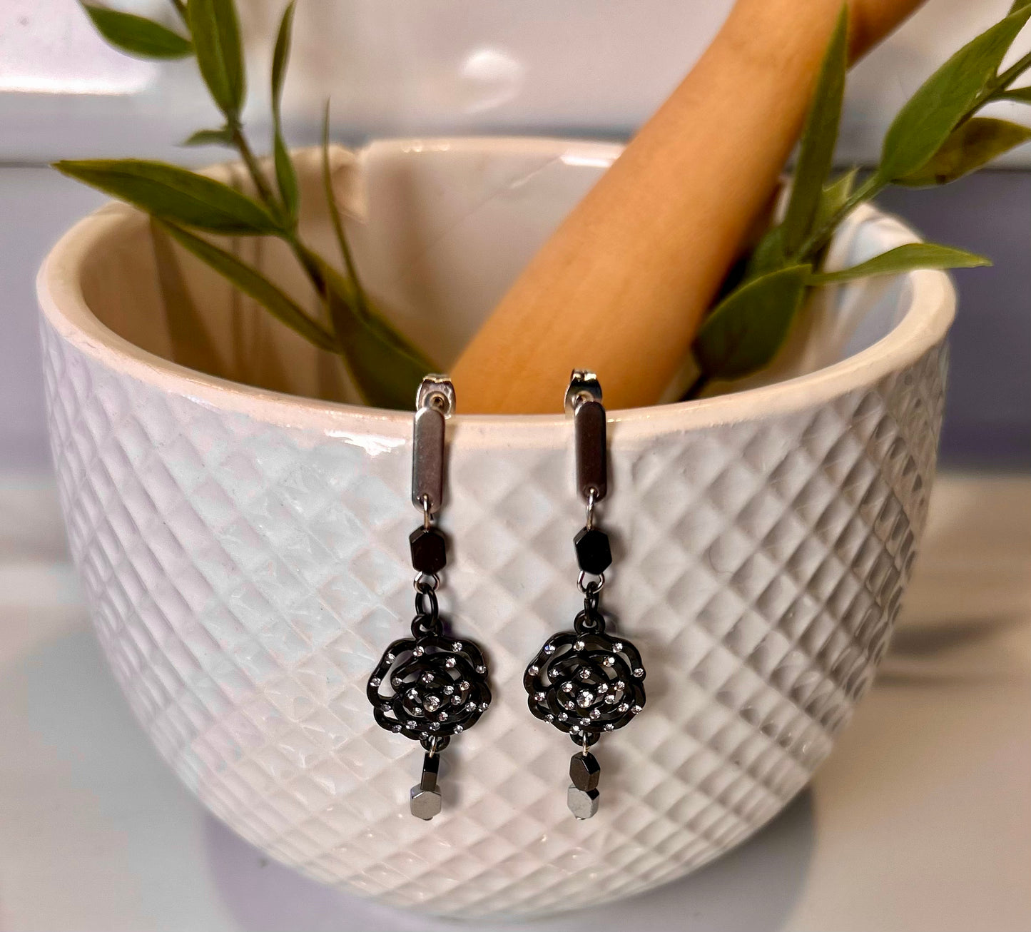 Black Rose Earrings