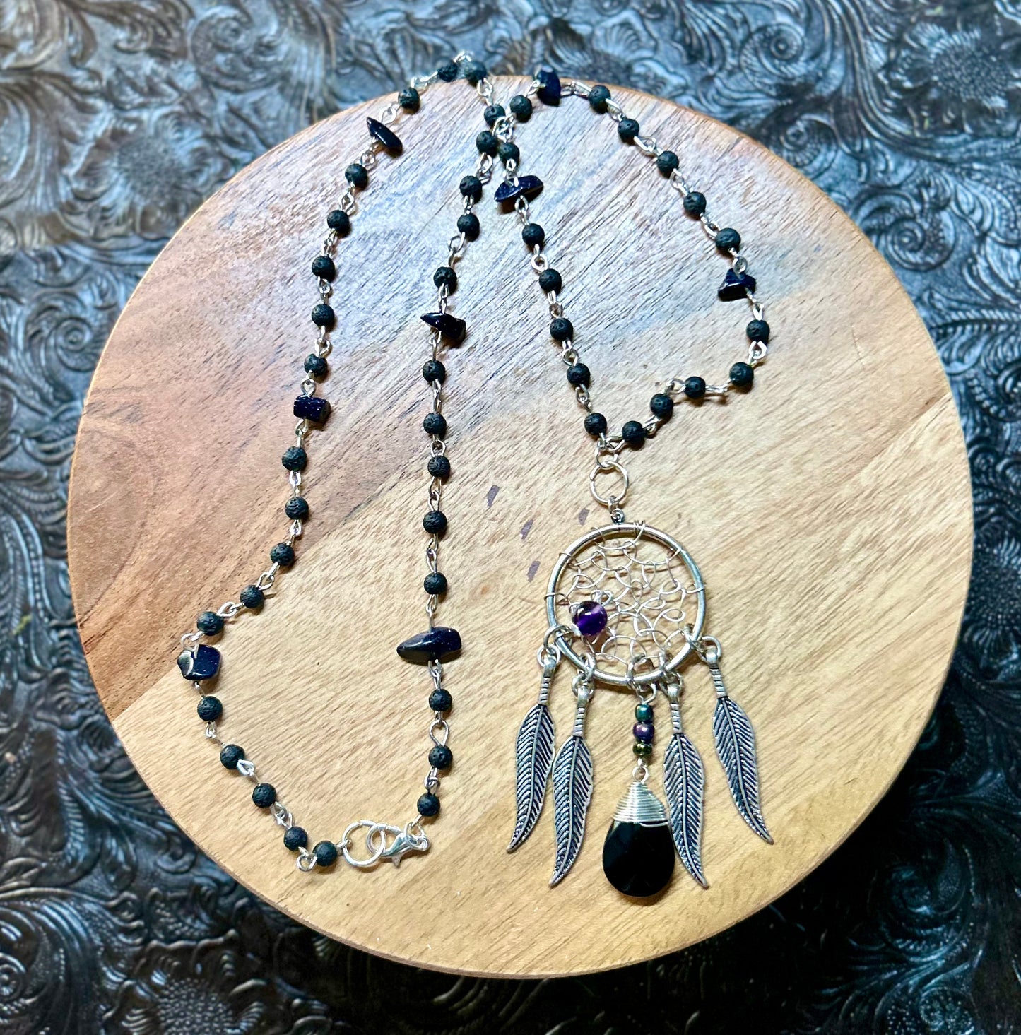 Lava Stone Dream Catcher Necklace